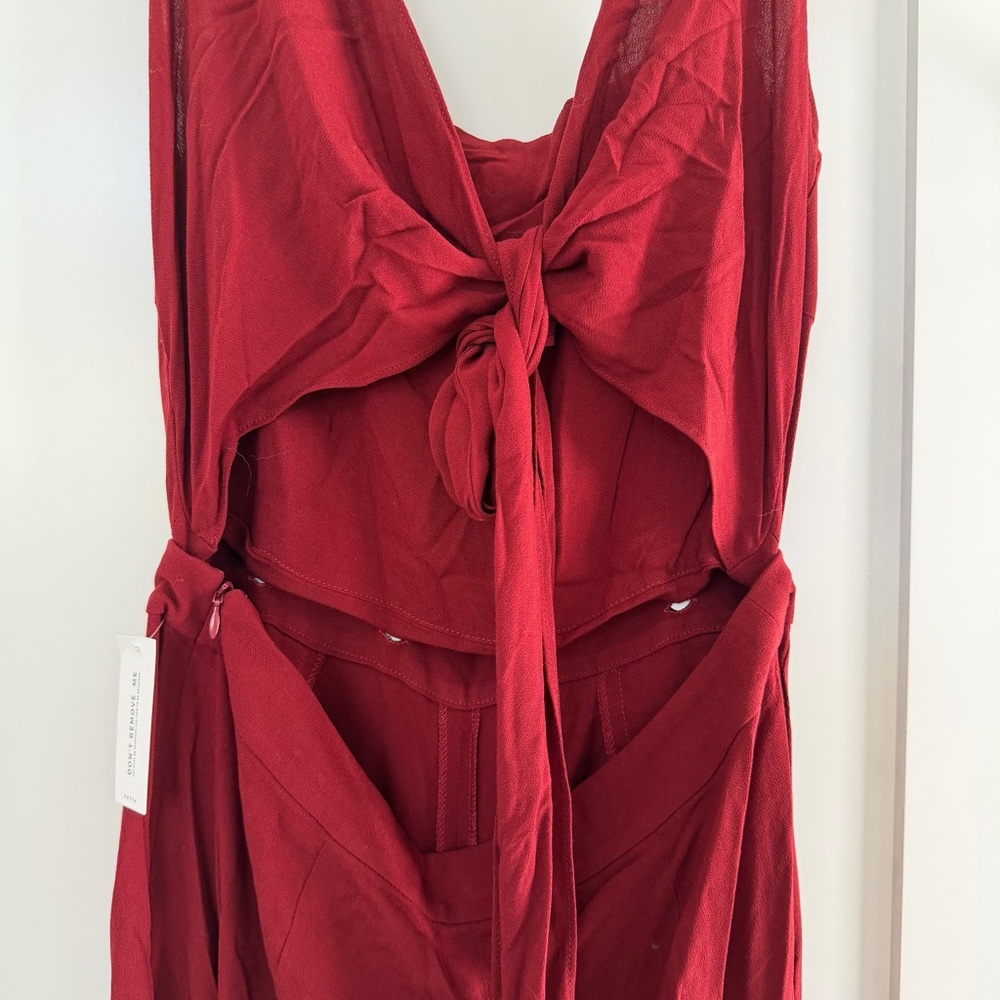 NWT / Vetta Capsule Two Piece Apron Jumpsuit in Burgundy - Picture 6 of 8